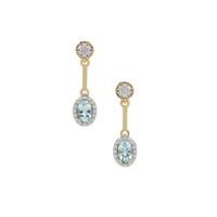 Santa Maria Aquamarine Earrings with White Zircon in 9K Gold 1.15cts