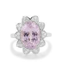 Minas Gerais Kunzite Ring with White Zircon in Sterling Silver 7.95cts