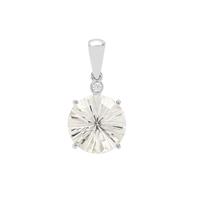 Honeycomb Cut Optic Quartz Pendant with White Zircon in Sterling Silver 5.75cts