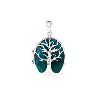 Chrysocolla Tree of Life Locket in Sterling Silver 12cts