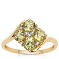Mali Garnet Ring with Diamond in 9K Gold 1.70cts