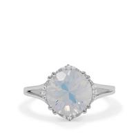 Blue Moon Quartz Ring with White Zircon in Sterling Silver 3.35cts