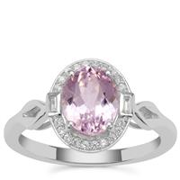 Brazilian Kunzite Ring with White Zircon in Sterling Silver 2.73cts