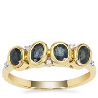 Nigerian Blue Sapphire Ring with Diamond in 9K Gold 1.05cts