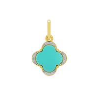 Turquoise Chalcedony Pendant with White Zircon in Gold Plated Sterling Silver 4.20cts