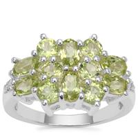 Changbai Peridot Ring with White Zircon in Sterling Silver 2.73cts
