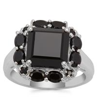 Black Spinel Ring in Sterling Silver 10.49cts
