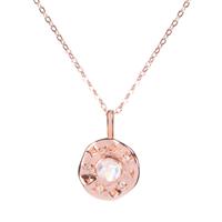 Rainbow Moonstone & White Topaz Necklace in Rose Gold Tone Sterling Silver 1.50cts