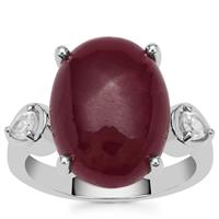 Bharat Ruby Ring with White Zircon in Sterling Silver 12.80cts