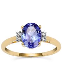 AA Tanzanite Ring with White Zircon in 9K Gold 1.80cts