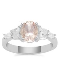 Rose Danburite Ring with White Zircon in Sterling Silver 1.88cts