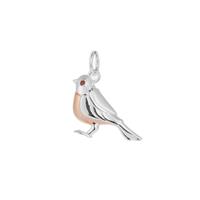 Nampula Garnet Christmas Robin Pendant in Two Tone Gold Sterling Silver 0.04ct
