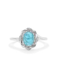 Neon Apatite Ring with White Zircon in Sterling Silver 1.72cts