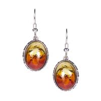 Baltic Ombre Amber Earrings in Sterling Silver (15 x 11mm)