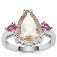 Bahia Rutilite Ring with Rajasthan Garnet in Sterling Silver 5.09cts
