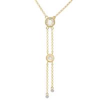 Serenite Necklace with White Zircon in Gold Plated Sterling Silver 1.98cts