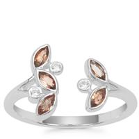 Sopa Andalusite Ring with White Zircon in Sterling Silver 0.47ct