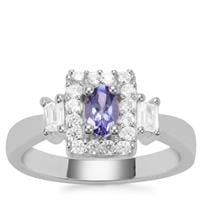 Tanzanite Ring with White Zircon in Sterling Silver 0.97cts