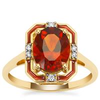 Madeira Citrine Ring with White Zircon in 9K Gold 2.25cts