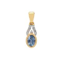 Ceylon Blue Sapphire Pendant with Diamond in 9K Gold 1.15cts