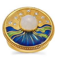 Rainbow Moonstone Ring with White Topaz in Gold Plated Sterling Silver 2.60cts