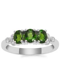 Chrome Diopside Ring with White Zircon in Sterling Silver 1.25cts