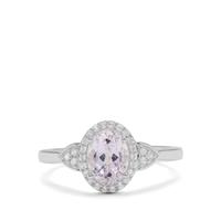 Minas Gerais Kunzite Ring with White Zircon in Sterling Silver 1.85cts