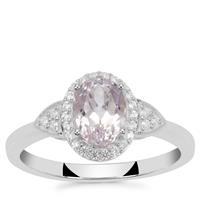 Minas Gerais Kunzite Ring with White Zircon in Sterling Silver 1.85cts