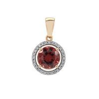 Umba Valley Red Zircon Pendant with White Zircon in 9K Gold 3.05cts