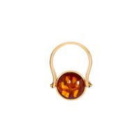 Baltic Cognac Amber Reversible Tree of Life Ring in Gold Tone Sterling Silver (13mm)