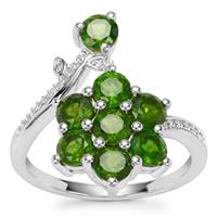 Chrome Diopside Ring with Diamond in Sterling Silver 2.25cts
