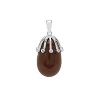 American Fire Opal Pendant with White Zircon in Sterling Silver 31.85cts