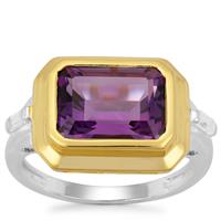 Bahia Amethyst Ring with White Zircon in Two Tone Gold Plated Sterling Silver 3.80cts