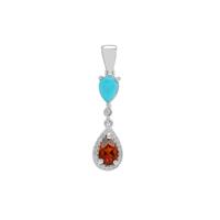 Madeira Citrine Pendant with Sleeping Beauty Turquoise in Sterling Silver 1.50cts