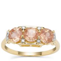 Padparadscha Oregon Sunstone Ring with Diamond in 9K Gold 1.46cts