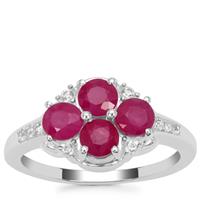 John Saul Ruby Ring with White Zircon in Sterling Silver 1.90cts