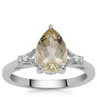 Champagne Serenite Ring with White Zircon in Sterling Silver 1.80cts