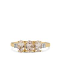 Rose Danburite Ring with White Zircon in 9K Gold 1.40cts