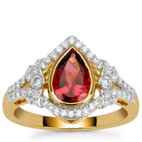 Congo Pink Tourmaline Ring with Diamond in 18K Gold 1.65cts