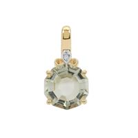 Prasiolite Decadence Pendant with White Zircon in Gold Plated Sterling Silver 3.70cts