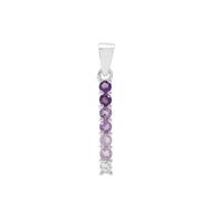 Rose De France, Zambian Amethyst Pendant with White Zircon in Sterling Silver 1cts