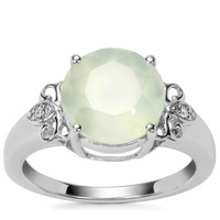 Prehnite Ring with White Zircon in Sterling Silver 4.02cts
