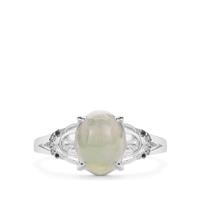 Type A Burmese Jadeite Ring with White Topaz in Sterling Silver 4.06cts