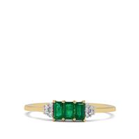 Panjshir Emerald Ring with Diamond in 9K Gold 0.45ct
