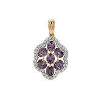 Mahenge Purple Spinel Pendant with White Zircon in 9K Gold 2.90cts