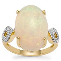 Ethiopian Opal Ring with Diamond in 18K Gold 8.25cts 