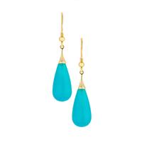 Amazonite Earrings with White Zircon in Gold Tone Sterling Silver 24.85cts