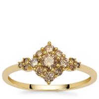 Cape Champagne Diamond Ring in 9K Gold 0.58ct