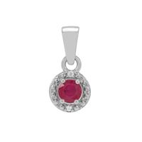 Kenyan Ruby Pendant with White Zircon in Sterling Silver 0.55ct