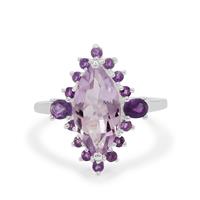 Rose De France Amethyst Ring with African Amethyst in Sterling Silver 3.90cts
